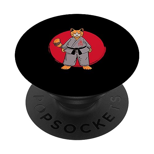 Jiu Jitsu Cat Martial Arts Judo Kitten Dojo Japan PopSockets Swappable PopGrip, Black