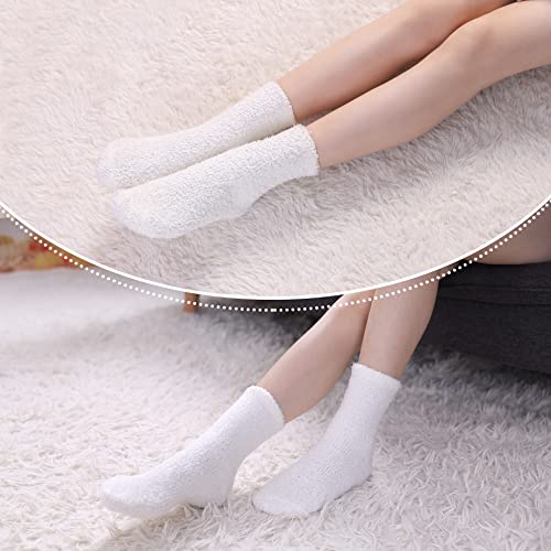 Image of LINEMIN Womens Fuzzy Socks Cozy Fluffy Winter Warm Slipper Socks Microfiber Soft Home Sleeping Socks