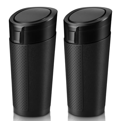 Car Trash Can Bin with Lid, 2 Packs Mini Leakproof Garbage Can for Vehicle, Cup Holder Trash Can,...