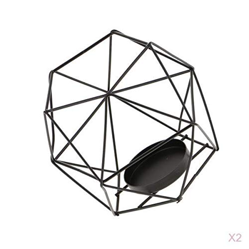 homozy 2pcs 3D Tealight Geometric Castiçal Castiçal Candelabros Party - Preto