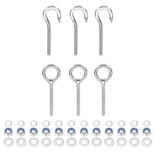 PATIKIL M5 Ring Eye Bolts, 3Pcs 304 Stainless Steel Lifting Ring Threaded Eye bolt with Nuts Washers for Hanging Hammocks Articles