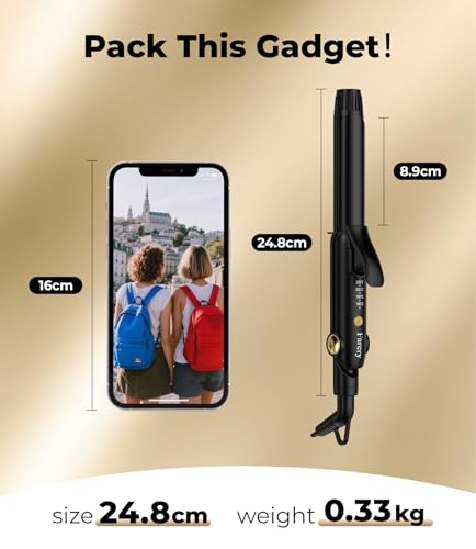 Farery Curling Iron 1 Inch & Flat Iron, 2-in-1 Europe Compact Travel Size Curling Wand, Dual Voltage Mini Hair Straightener with 4 Adjustable Temp for Short Hair