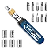 NIEFARG Ratcheting Screwdriver Set, 12-In-1multi Bit Screwdriver, Multi Screwdriver Tool All In One with Screwdriver Set Magnetic with Sockets & Bits for Home, Auto, Diy Repair