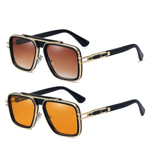 Image of Freckles Mark Trendy Retro Sunglasses for Men Women Stark Vintage Shades 70s Italian Fashion Square Metal Glasses