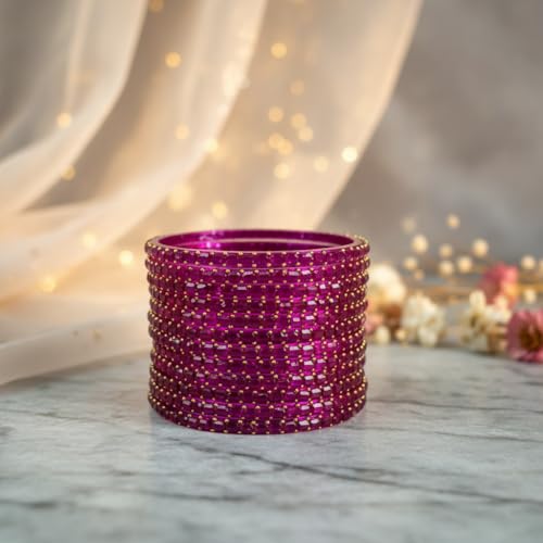Image of SUNDRAM Raindrop Glass Bangles Set for Women & Girls, Transparent Crystal Kanch Ki Chudi for Wedding & Party, Set of 12