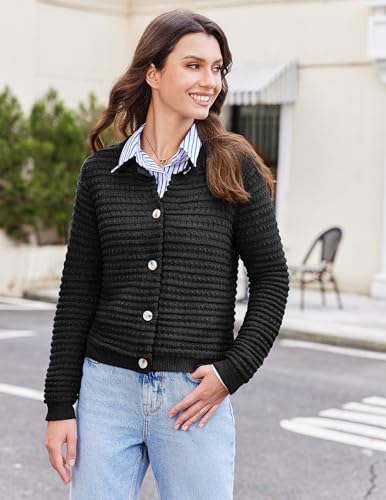 Cardigan Sweaters for Women Open Front Casual Long Sleeve Sweater Coat Trendy Button Down Cropped Jackets3