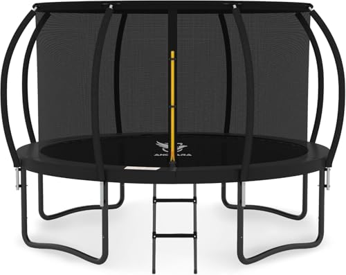Anovara Trampoline 14FT Recreational Trampolines with Enclosure Net and Ladder Outdoor Anti-Rust Trampolines for Kids and Adults ASTM Approved (Black 14FT)