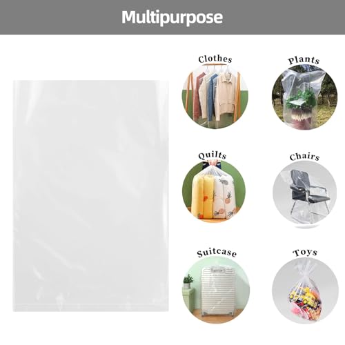 5 Stück Extra Große Durchsichtige Aufbewahrungsbeutel, 100 × 150 cm Plastiktüten Große, Wiederverwendbare Umzugstaschen für Bettdecken, Kleidung, Tröster, Koffer, Große Plüschtiere