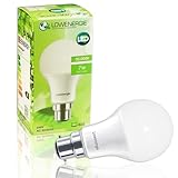 7 W Lowenergie ampoule LED B22 baïonnette, 7 W, 60 W équivalent, Blanc chaud 3000 K, A60 GLS traditionnel A + lumineux ampoule à économie d\'énergie