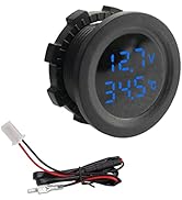 MAXWIN(マックスウィン) 埋め込み式 電圧測定モニター 電圧 温度 12V 24V LEDディスプレイ 超小型 温度管理 LED 超小型 汎用 青色 KP-MAT01-B