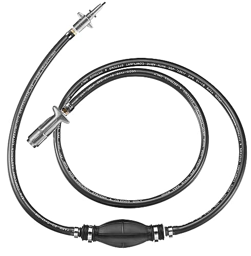 SeaSense: Mercury Mariner Fuel Line Assembly for Boats w/ Portable Fuel Systems - Includes Primer Bulb, ⅜” ID x 80” Long (6.5 ft) Heavy Flow Fuel Hose, Stainless Steel Hose Clamps & Engine Connectors,Black