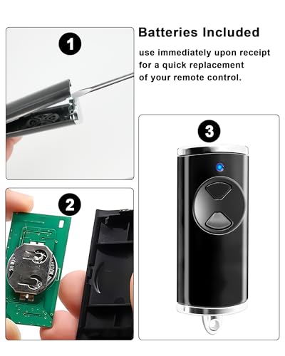 BS Handsender HSE2-868-BS, HSE4-868-BS, HS1-868-BS, HS4-868-BS, 2 Kanäle, Rolling Code, mit Batterie, Garagenöffner Ersatz-Fernbedienung Remote Control (3pcs)