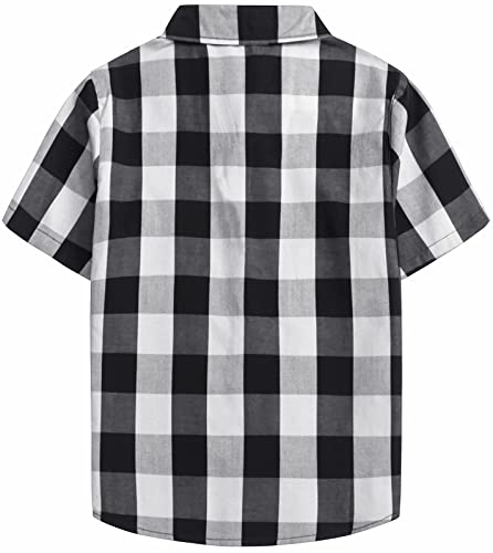 Image of SANGTREE Girls and Women Plaid Shirt Short Sleeve Button Down Summer Blouses Tops