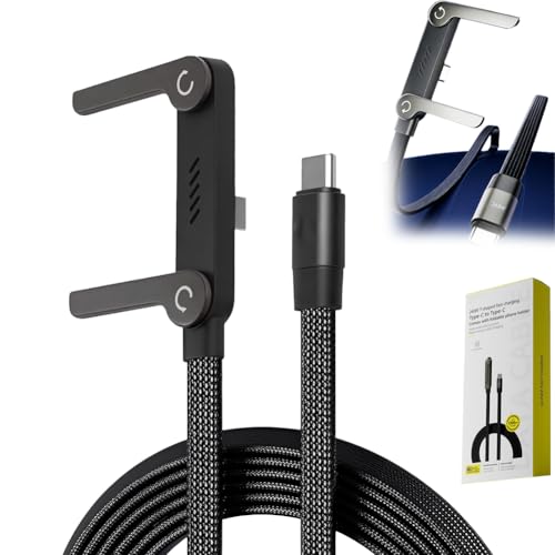 240W Super Fast Charging, Invisible Holder Charger Cable with Stand, Built-in Phone Support Fast Charging Cord, Type C Braided Design for Gaming Office Travel (C to A)