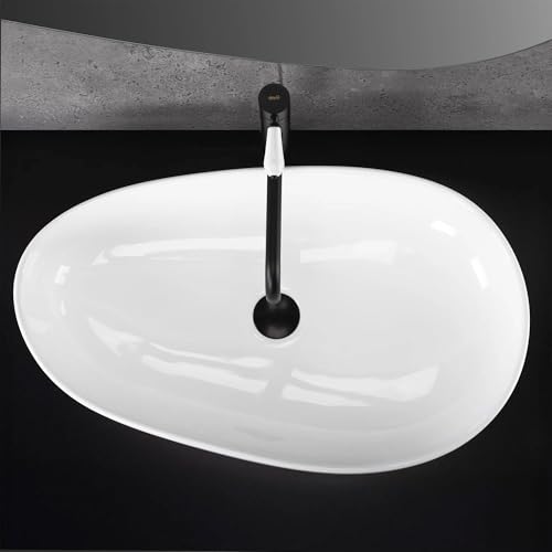 Lavabo sobre encimera rectangular Rea Sandra pileta de baño blanca 65x40 3