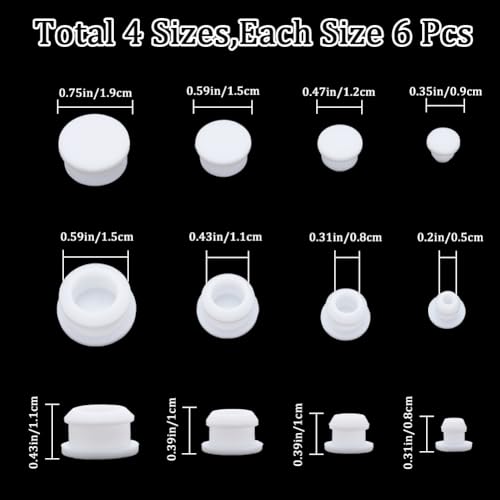 GORGECRAFT 24PCS 4 Sizes Silicone Stoppers for Salt and Pepper Shakers 5/8/11/15mm White Salt Plug Stopper Replacement Bottle Caps Reusable Round End Cap Corks for Bottles Pipes Pots - Image 2