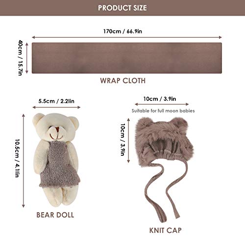 Ruiqas Pasgeboren Fotografie Prop Wrap Pluizige Hoed Beer Pop Set Baby Baby Foto Props Outfits (Kaki) - Image 5