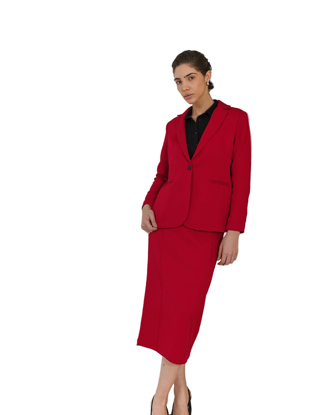 fablestreet Women Formal Blazer & Skirt | Tailored Fit Single-Breasted Blazer with Notched Lapel & Full Sleeves | Smooth Lined Fabric for Office Wear & Business Casual-picture-30