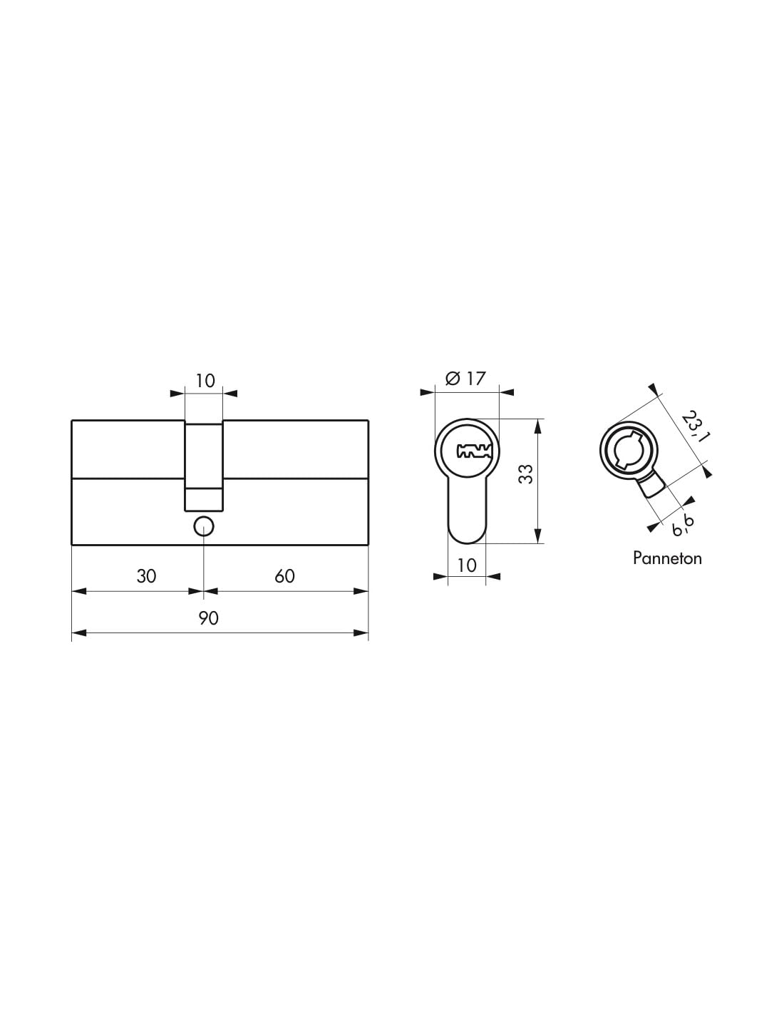 Double Entry Lock Cylinder, 30 x 60 mm, Nickel, Anti-Tear, Anti-Drill, Anti-Pick, 5 Keys, High Security - Image 2
