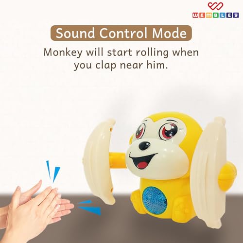 Image of Wembley Rolling Musical Monkey and Crawling Crab Toy Combo | Rechargeable Sensory Tummy Time Toys | Gift for Kids and Toddlers