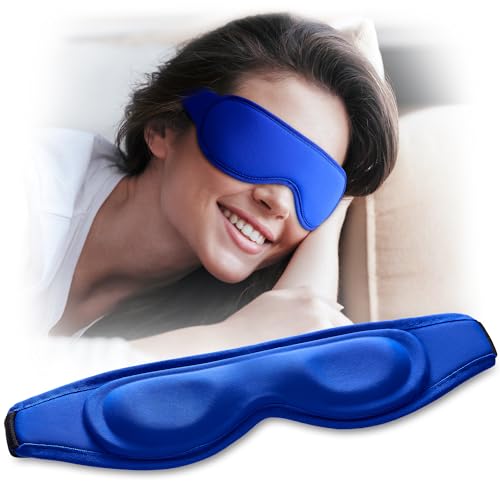 Contoured Cooling Gel Eye Mask: Ice Cold Compress for Puffy Eyes, Dark Circles, Sinus Pain & Surgery Relief, Reusable Therapy, Fits All Head Sizes, Daily Eye Care, Relaxation Beauty Gift, Blue