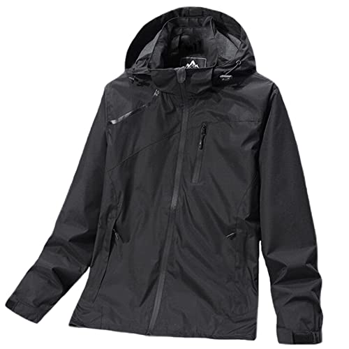 Men's Waterproof Rain Jacket Lightweight Raincoat Hooded Trench Outdoor Windbreaker for Hiking Travel