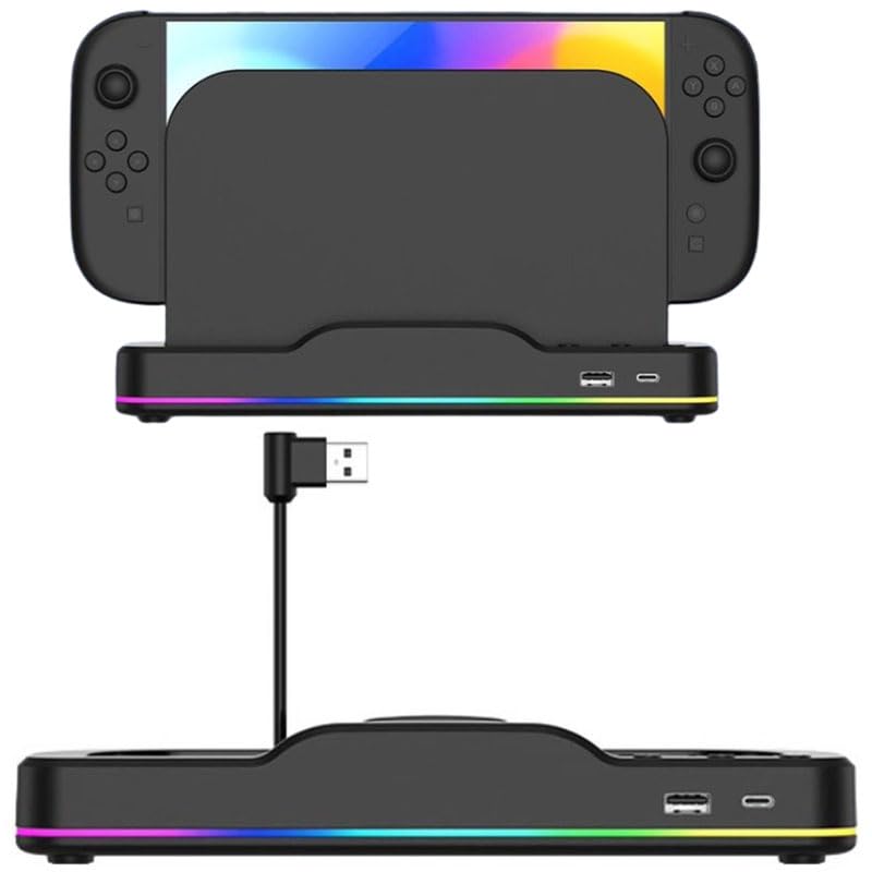 Cooling Bracket for Switch 2，Cooling Fan Dual Fan Heat Dissipation Measures Adjustable Air Speed with RGB Lamp USB-A 2.0 Port for Switch 2 Cooling Accessories