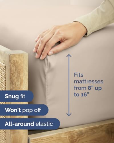 Image of Flex Top Split Head King 6 Piece Sheet Set - Breathable & Cooling - Wheat