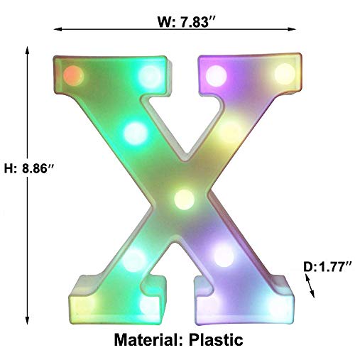 Image of Pooqla Colorful LED Marquee Letter Lights with Remote - Light Up Marquee Signs - Party Bar Letters with Lights Decorations for The Home - Multicolor X