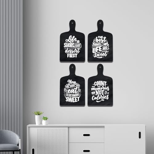 Image of Decor Smart Sweet Food Quotes Wooden Wall Decor Set | Count Memories Not Calories Kitchen Art | Chalkboard Style Sign | Decorative Handcrafted Artwork | MDF Wall Sign Art for Decoration (DWA 5606)