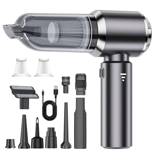 Bizcasa Aspirador de Mano 4en1,3 Velocidades Aspirador Coche 6000mAh,22000Pa Mini Soplador de Polvo Eléctrico con Motor Sin Escobillas,Pulverizador de Aire comprimido,para Uso en la Oficina,el hogar