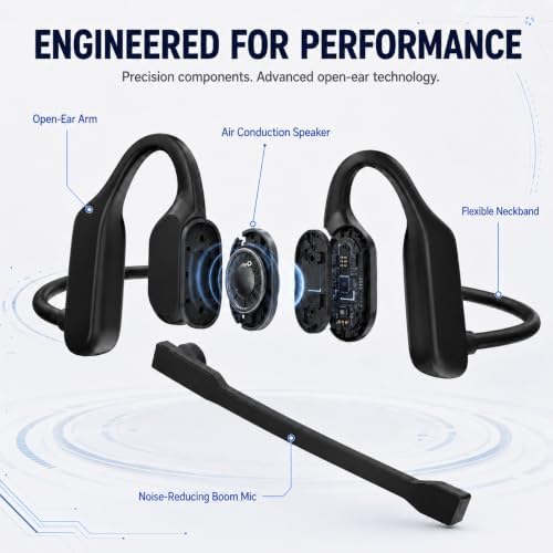 DIYSTAR Alpha Ears Headset, Open-Ear Air Conduction Bluetooth Headphones with Noise-Canceling Boom Mic, 6-Hour Battery for Drivers and Work Hands-Free,2 Pack - 4