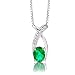 Produktbild ByJoy Damen-Kette Mit Anhänger 925 Sterling- Silber Ovalschliff Grün Smaragd 45cm
