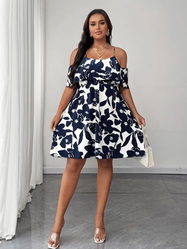 Image of Plus Size Summer Dresses for Women Casual Short Sleeves A Line Midi Dress