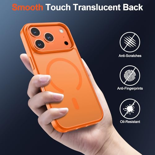 Image of SUPFINE Magnetic for iPhone 17 Pro Case (Compatible with MagSafe)(Military Grade Drop Protection) Translucent Matte Shockproof with Anti-Fingerprint Phone Cover,Starry Orange