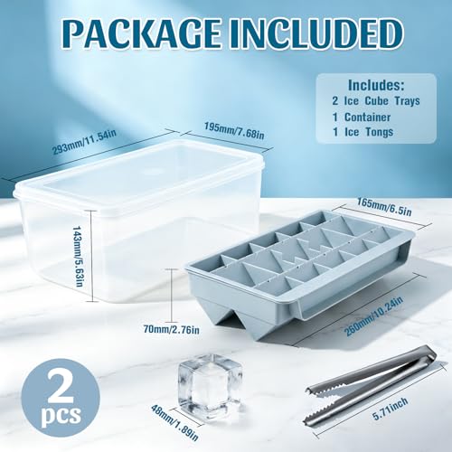 Bandejas para Hielo Grandes con Tapa y Pinzas 2 Pack miniatura 2