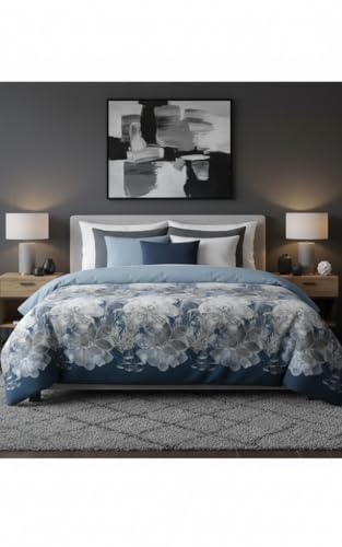 Traumhaft schlafen - Castell - Markenbettwäsche Thermo-Fleece Bettwäsche 0360442 Blume GROß 1x 135x200 cm + 1x 80x80 cm, eisblau