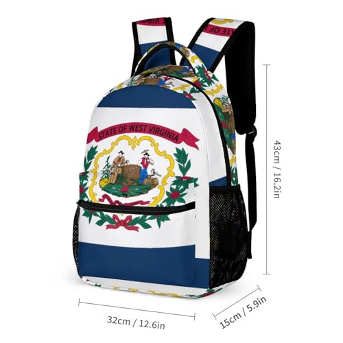 Flag of West Virginia United States Travel Backpack Lunch Box Pencil Case 3Pcs Set for Men Women Office Outing University2