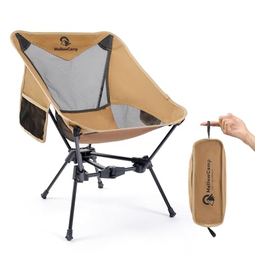 Portable Camping Chair with Cup Holder & Side Pocket 2.7lbs Lightweight Folding Chair 330lbs Capacity for Beach, Hiking, Camping, Backpacking, Roadtrip
