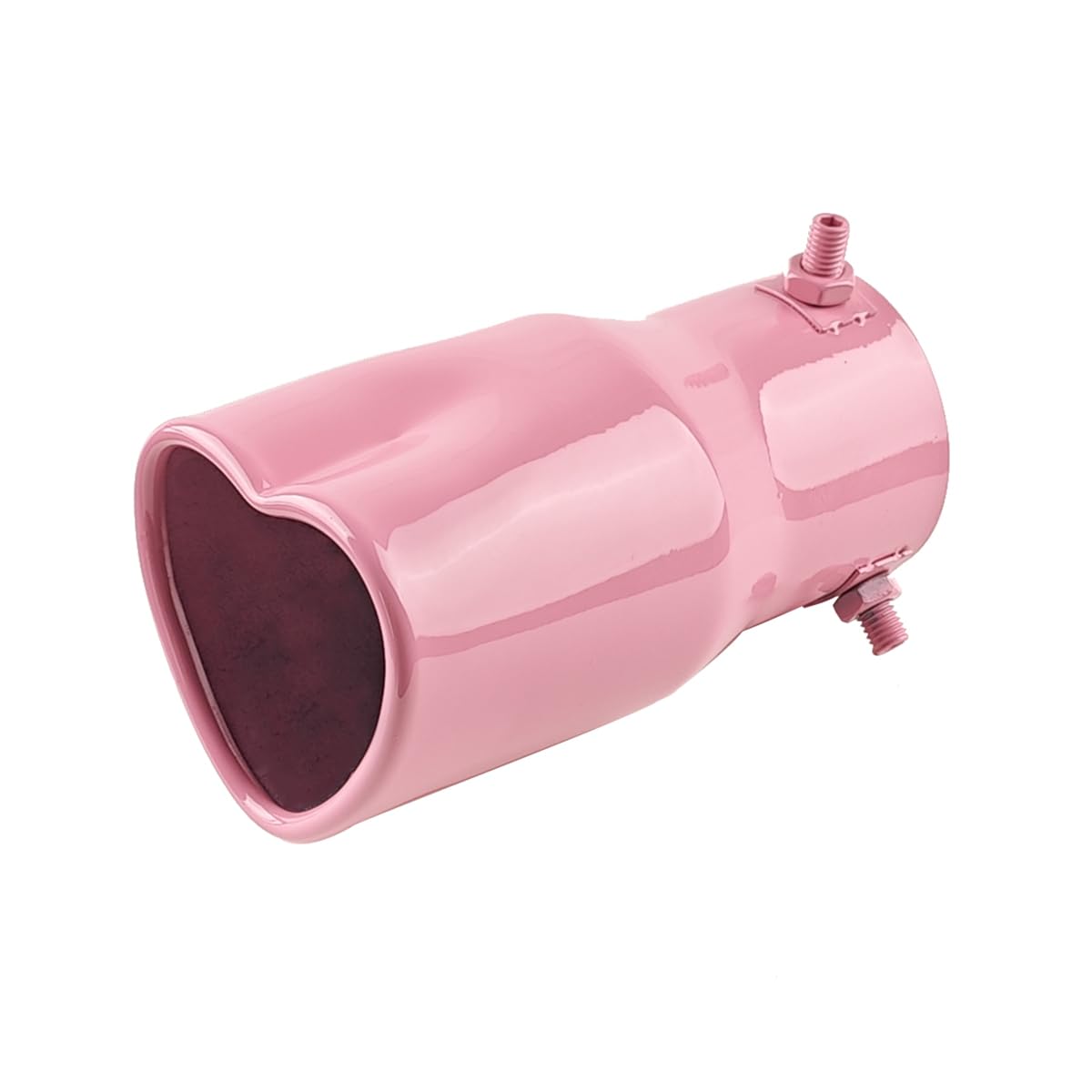 Photo 1 of **USED - MINOR DAMAGE**
Sandfren 2.5" to 2.8" Car Exhaust Tip, 2.5" Inlet 2.8" Outlet 5.39" Long Stainless Steel Heart-Shaped Surface Polished Exhaust Tailpipe Tip, Rolled Edge Bolt on Diesel Pipe, Universal Fit (Pink)