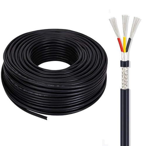 Cable Multiconductor Blindado De 3 Conductores De 328 Pies Con Núcleo De Cobre Estañado UL2517, De PVC, Certificado Por UL For Iluminación Exterior(26FT,3C-24AWG)