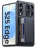 Vizvera for Samsung Galaxy S25 Edge Case Wallet RFID [Cards Holder][Camera Cover][Slim] Full Body Shockproof Silicone Protective Phone Case for Galaxy S25 Edge 6.7' 2025(Black)