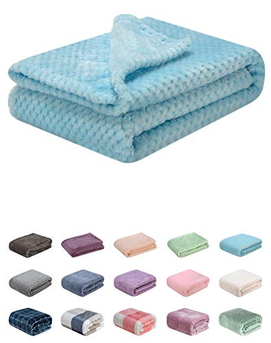 Image of Fuzzy Blanket or Fluffy Blanket for Baby, Soft Warm Cozy Coral Fleece Toddler, Infant or Newborn Receiving Blanket for Crib, Stroller, Travel, Decorative (28Wx40L, XS-Ice Blue)