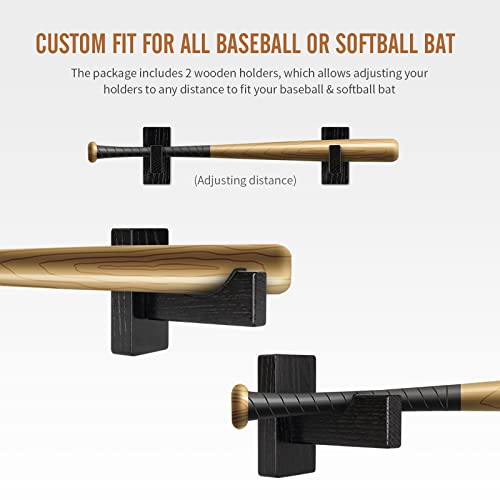Bijun Baseball Bat Display Wall Mount, Baseball Bat Wall Mount Holder, Softball Bat Hanger Horizontal Organizer Wall Rack, Bat Souvenir Stand, Bat Storage Shelf (Black Level) #TOP3