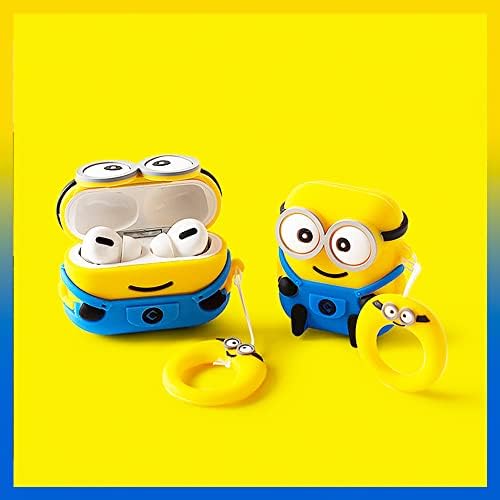 Viwind Silicone Airpods 3rd Generation Case Cover,Cute Funny Unique 3D Anime Airpod 3 Case,Shockproof Protective Skin Case Cover Support Wireless Charging for Girls Boys Women Kids-Minion(Type B)
