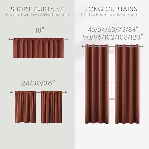 Image of KOUFALL Rust Western Curtains for Bedroom 72 Inch Length 2 Panels Set Blackout Room Darkening Light Blocking Insulated Thermal Curtains for Living Room,Terracotta Red,42x72 Inches Long