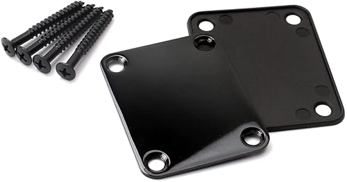 Miniatura 7 de EXCEART Placa de cuello de metal, placa de conexión con 4 tornillos para instrumento musical de bajo (negro)