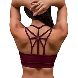 YIANNA Sujetador Deportivo Mujer con Relleno Extraíble Sujetadores Deportivos Top Deporte Yoga Fitness sin Aros Rojo S 139
