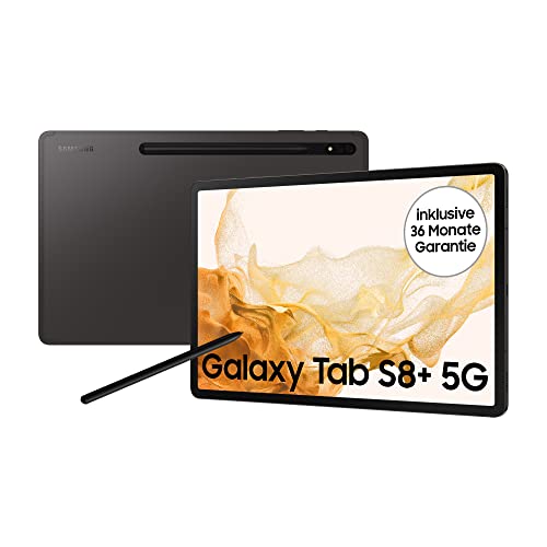 Samsung Galaxy Tab S8+, 12,4 Zoll, 256 GB interner Speicher, 8 GB RAM, 5G, Android Tablet inklusive S Pen, Graphite, inkl. 36 Monate Herstellergarantie