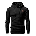 Yundobop Men's Pullover Hoodies Plaid Jacquard Long Sleeve Drawstring Hipster Casual Hooded Sweatshirts with Kanga Pockets